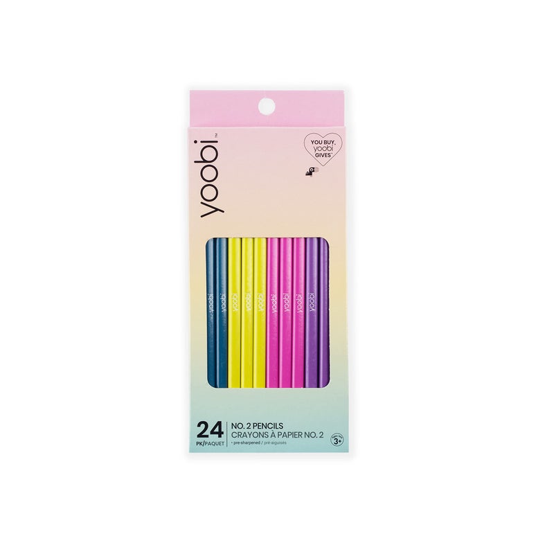 Yoobi No. 2 Pencils, Pre-sharpened in Bright Colors, Pink, Purple, Blue and Yellow, Fun School Supplies for Kids, Teens and Adults, 24 Pack - Image 4